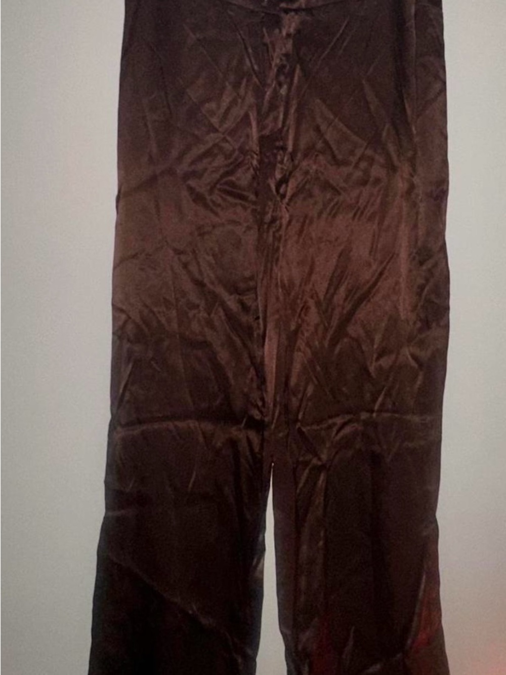 Zara Brown Wide-Leg Satin Pants